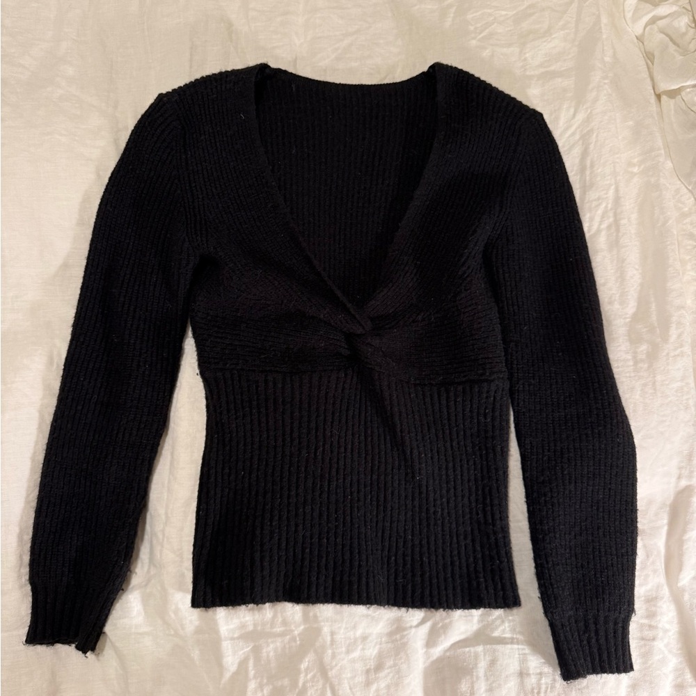 Black Women's twist front Sweater small Carolyn Bessette style